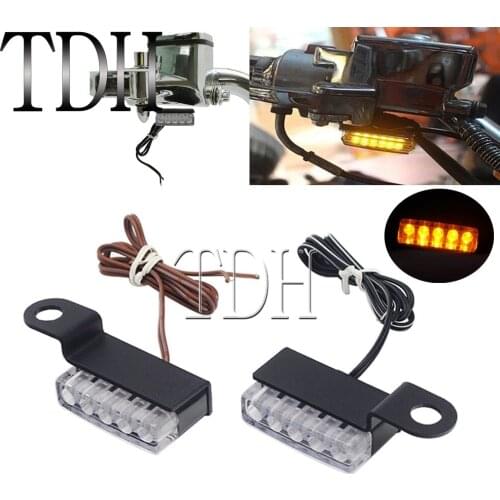 Street Motorcycle Mini LED Turn Signal Light Indicator Amber Clutch Lever Handlebar Blinker For Harley Yamaha Cafe Racer Scooter