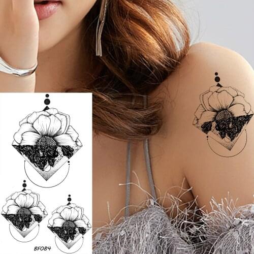 VANKIRS Black Chains Floral Tattoos Stickers Chest Tatto Temporary Body Arm Art Custom Tattoo Fake Women Waterproof Girls Tatoos