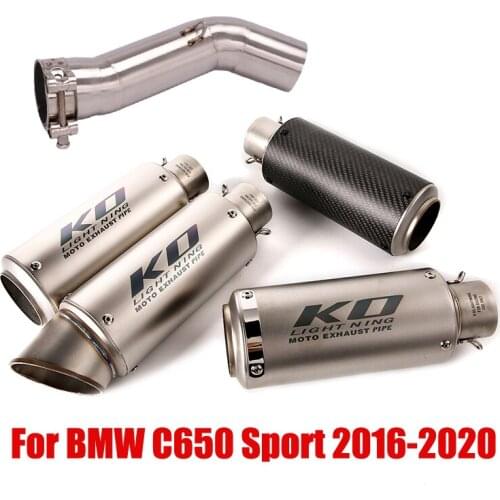 For BMW C650 Sport 2016-2020 Exhaust System Pipe Connecting Link Tube Middle Mid Pipe Escape Vent Pipe Muffler Tips 51mm Slip On