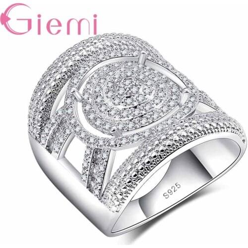 Top Quality 925 Sterling Silver Clear Cubic Zircon Ring New Tide Women Wedding Engagement Rings Classic Propose Jewelry