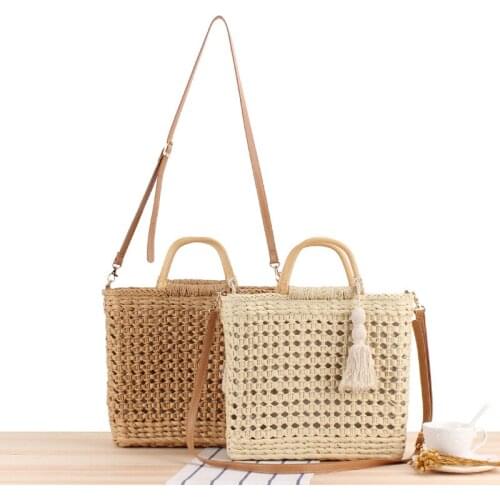 High Quality Summer Simple Popular Straw Beach Handmade Hollow Hand Woven Bag Holiday Handbags for Women 2021