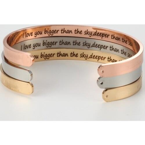 I love you bigger than the sky,deeper than sea Bangle Fashion Stainless Steel Open Women Lady Bracelets Jewelry New Dropshipping