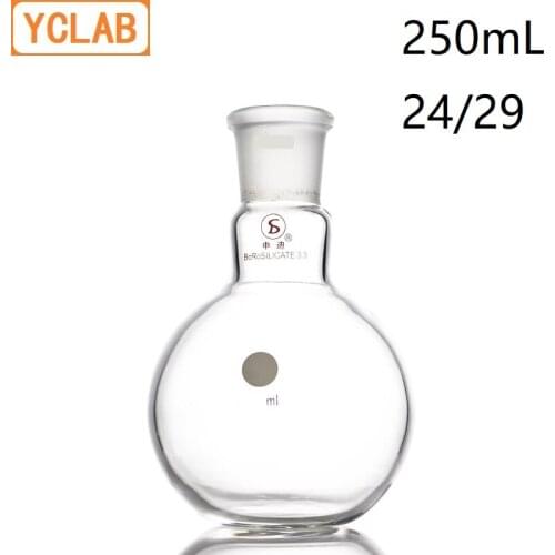 YCLAB 250mL 24/29 Boiling Flask Flat Bottom Borosilicate 3.3 Glass Standard Ground Mouth Distilling Distillation