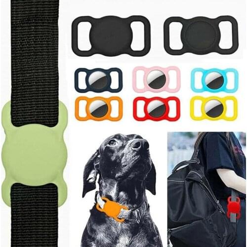 Pet Protective Case for Airtags Locator Tracker Silicone Dog Collar Loop Hangable Cover Sleeve Case for Apple Airtag Accessories