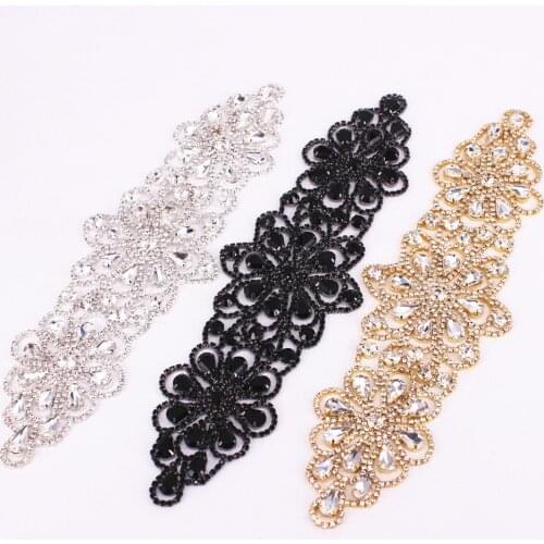 1 Pair Fashion Brilliant white crystal applique stone tassels for Garment Costume Decoration Stunning Rhinestones Applique Trim