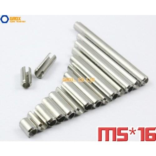 100 Pieces M5 x 16mm 304 Stainless Steel Slotted Spring Tension Pin Sellock Roll Pin