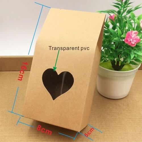 30pcs 8*5*16cm Wedding Gift Bag Kraft Paper With heart Birthday Party Gift Christmas New Year Shopping Package gift box