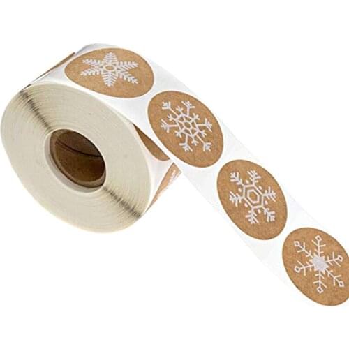 500Pcs/Roll Heart Round Natural Kraft Handmade Stickers Seal Labels Scrapbooking For Package Adhesive Labels Sticker Stationery