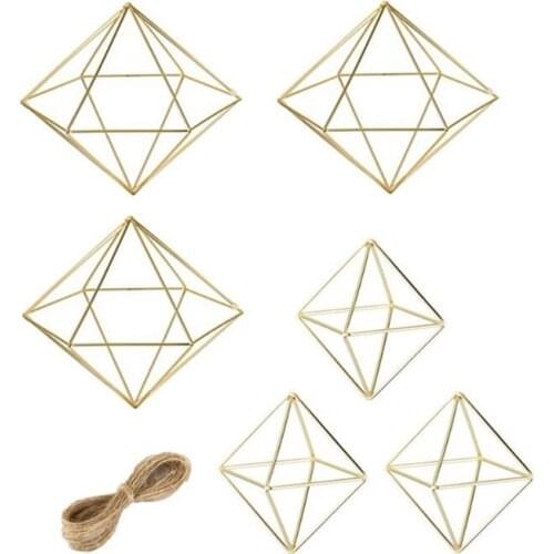 6 Packs Air Plant Holder Metal Himmeli Decor Modern Geometric Planter Hanging 2 Shapes Air Plants Rack Tillandsia Hanger