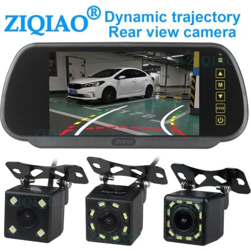 ZIQIAO 7 Inch LCD Rear View Monitor Display System with Rearview Mirror Monitor Dynamic Track Rear View Camera