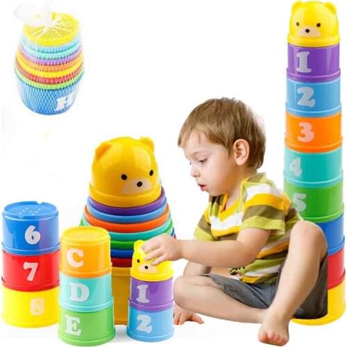 8PC/set Educational Baby Toys 6Month Figures Letters Stack Cup Tower Children Early Intelligence Alphabet Toy for Children
