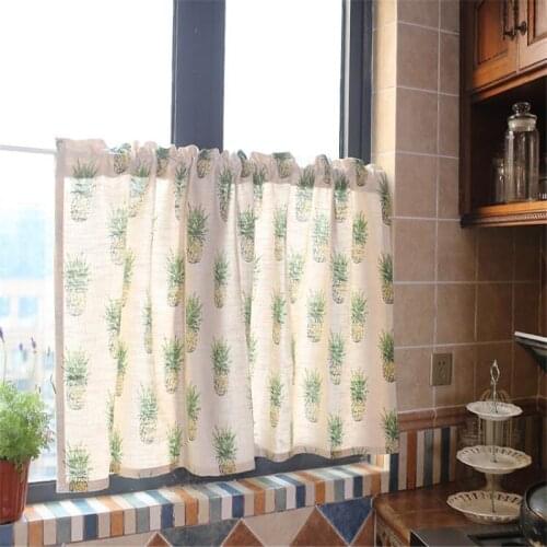 Free Shipping Quality Pastoral Pinappl Greens Curtain Lovely Lace Coffee Shades Kitchen Short Small Closet Drapes Purdan Valance