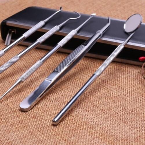 Stainless Steel Oral Tools 6 Sets Of Dental Scrapers High-grade PU Box Household Combination Dental Equipment Oral Hygiene