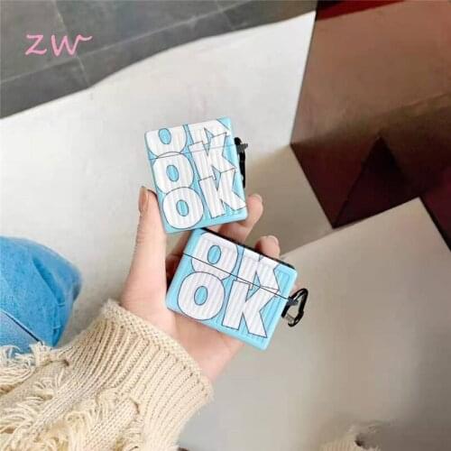 Creativity simplicity ok word printing pvc case for airpods 1 2 pro protection wireless bluetooth headset box cover accessories