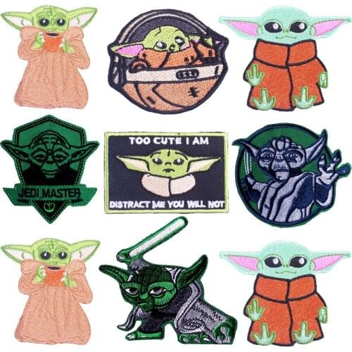 Disney Kawaii Disney Yoda Baby Cartoon Embroidery Cloth Paste Embroidery Clothing Accessories Decoration Patch Gift for Kids