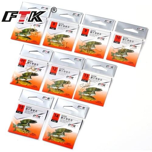 FTK 10pcs/Lot Fish Hook F-001 7#-15# Ringed Loger Sharp Barded High Carbon Steel Jig Carp Feeder