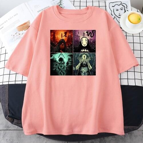 Spirited Away Face Man Scary Womens T-Shirt Hip Hop Style T Shirts 2021 Summer Cool T Shirt Fashion Loose Base Tees For Women