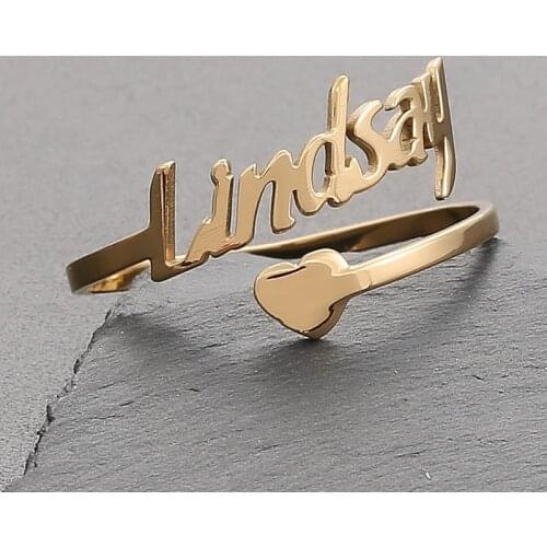 Stainless Steel Personalized Name Rings Gold Color Adjustable Ring Nameplate Jewelry For Women Baby Girl Accessories Gift