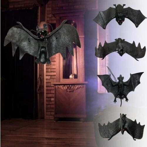 Simulation Animal Toy Eco-friendly Realistic Looking TPR Rubber Hanging Simulation Bats Trick Toy for Home Helloween Decoration