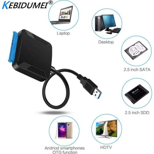 Kebidumei USB 3.0 to SATA Hard Drive Converter 22 pin USB 3.0 to SATA Cable For 2.5 inch 3.5 inch HDD SSD Hard Disk