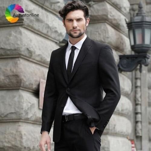 Classic Black Men Suits for Wedding Slim Fit Groom Tuxedos 2Pieces (Jacket+Pants) Best Man Blazers Costume Homme Terno Masculino