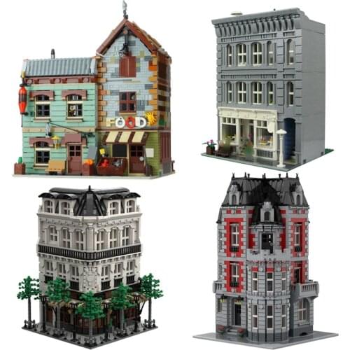 Moc Town Street Architecture Series Paris Boulangerie Studio Bakery Shop Building Blocks Bricks Working Room Store Toys For Kids