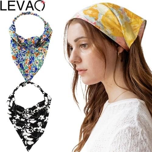 Levao Triangle Bandanas Headband For Women Elastic Hair Accessories Bands Printed Turban Headwear