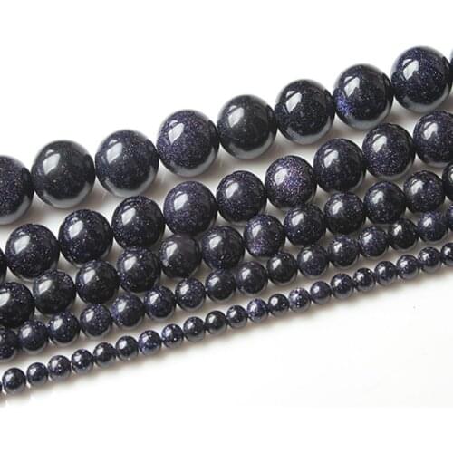 LIngXiang Fashion Jewelry 4/6/8/10/12mm Blue sand loose beads are suitable for DIY womens bracelet necklace