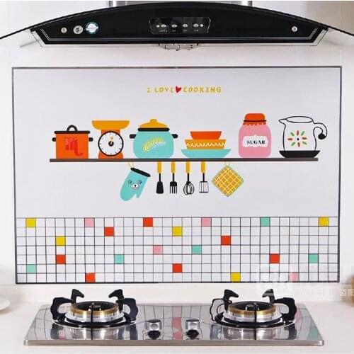 Cartoon Anti-oil Pollution Kitchen Wall Stickers for Cabinet Stove Waterproof Mural Home Decor Decals Wallpaper