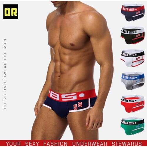 BS Brand Sexy Men Underwear Gay Jockstraps Male Briefs Cotton Low Rise Thongs Gay Underwear G-Strings Breathable Men Bikini
