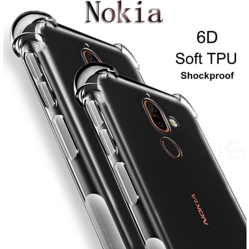 Soft Silicone Clear TPU Shockproof Phone Case For Nokia 6 3 5 8 Sirocco 7 6.1 5.1 3.1 Plus 2 1 X6 2.1 7.1 Thin Airbag Case Cover