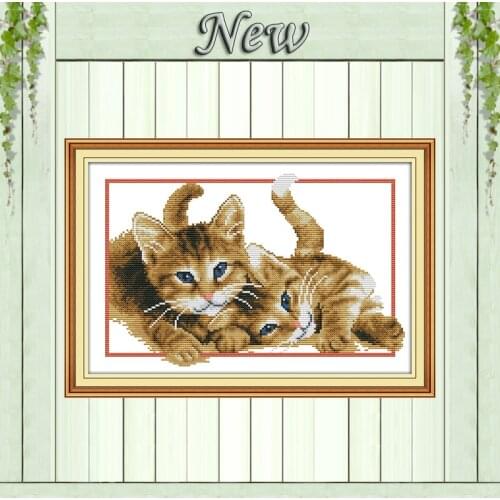 Two baby cats lovely animal diy painting Counted printed on canvas 14CT 11CT chinese Cross Stitch Needlework kits Embroidery Set