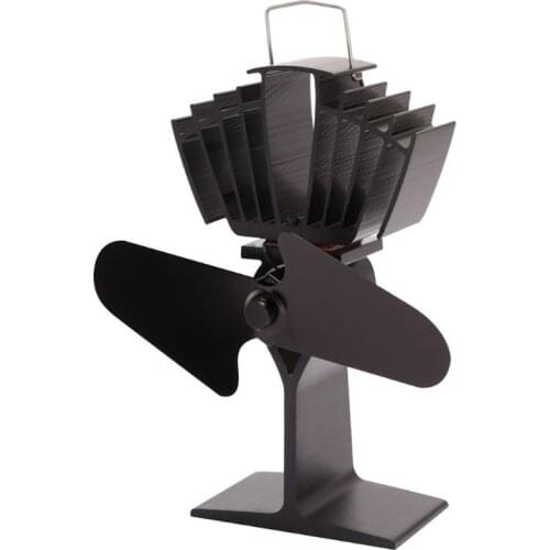 Heat Self Powered Fireplace Stove Top Fan 2 Blades Eco Friendly Efficiently for Warm Large Room Wood Log Burner
