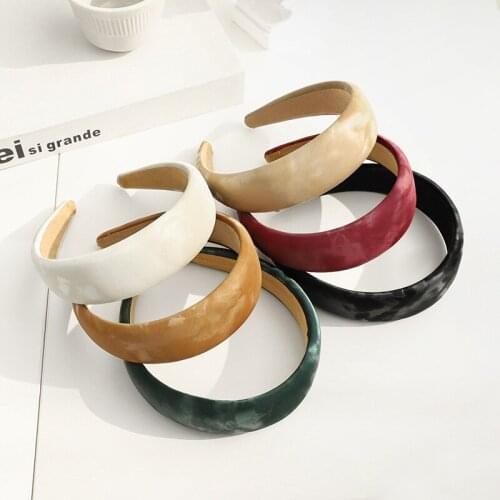 Stone Grain Color Retro PU Leather Headbands For Women Wide-Sided Simplicity Holiday Style Hairbands Head Wrap Accessories Gifts