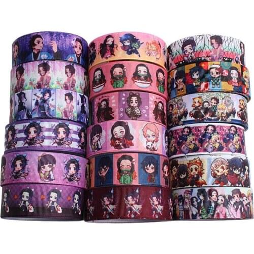 50 yards/lot) Hot sale 1" 25MM Japanese anime cartoon printed grosgrain ribbon