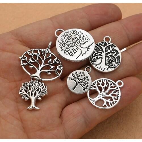 20pcs Antique Silver Plated Tree Charms Pendants for Bracelet Jewelry Making Necklace Accessories DIY Earrings Handmade