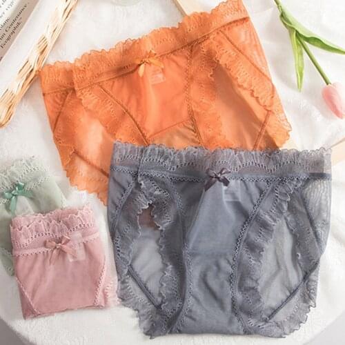 Q Women Lace Briefs No Trace Ladies Panties Underwear Cotton Breathable Briefs Female Lingerie Comfortable Underpants