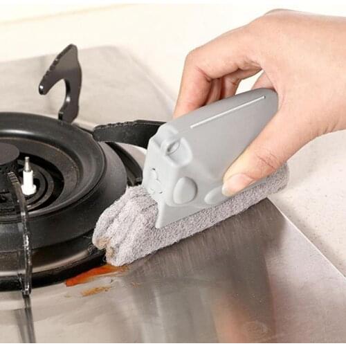 Window Cleaning Brush Hand-Held Creative Window Scouring Pad Window Groove Brush Cloth Kitchen Cleaning Tools