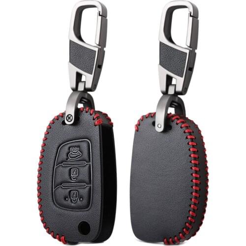 3 Buttons Flip Folding Remote Auto Car Key Shell Leather Key Case For Hyundai Solaris IX35 IX45 ELANTRA HB20 Verna Solaris
