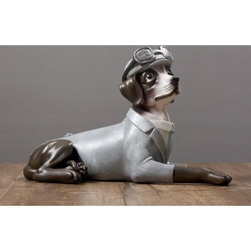 Sausage Dog in Suit Figurine Handmade Resin Dachshund Statue Novelty Pet Craft Ornament for Sitting Room Decor and Birthday Gift