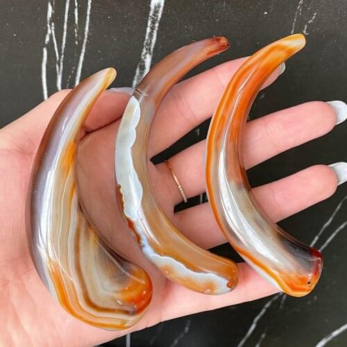 Super Personality!Natural Agate Carved Horn Massage Stick To Relieve Fatigue