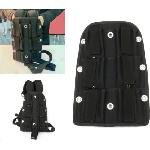 Technical Diving Backplate Wight Plate Storage Pad Scuba Diver Back Plate Harness Pad Dry Suit Holder with 6 Weight Pockets