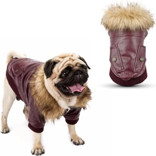 Warm Dog Coat Leather Waterproof Winter Dog Jacket Cltohes For Small Dogs Pets Pug French Bulldog Schnauzer roupa cachorro