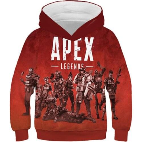 Spring Autumn Kids Game Anime Film Hoodies Boy Girl Hoody 3D Apex Legends Hooded Sweatshirts Children Polluvers Red Design Tops