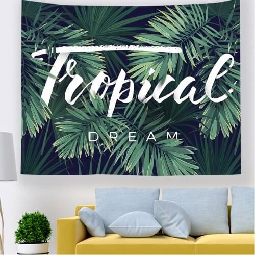 Tropical Palm Tree Leaves Tapestry Banana Leaves Green Plants Wall Hanging Art for Home Headboard Bedroom Living Room Dorm Decor