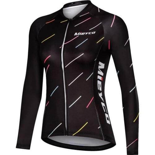 Cycling Jersey MTB Mountain Bike Shirt Black Stripe Long Sleeve Bicycle Sports Tops Breathable Outdoor Sportswear BMX Top Female