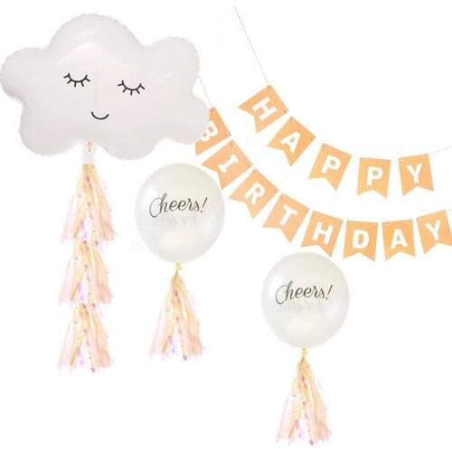 Cloud Balloon Birthday Party Decoration Happy Birthday Banner Tassel Decoration Supplies nn32