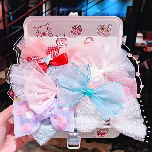 Fashion Princess Headdress Hair Ornament Barrettes Cute Children Bow Hairpin Flower Hair Clips for Girls Kids Hair Accessories