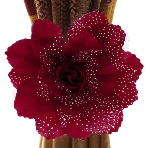 Best 13CM Big Peony Flower Curtain Clip-on Tie Backs Holdback Babysbreath Tieback Home Curtain Decoration with 50cm belt