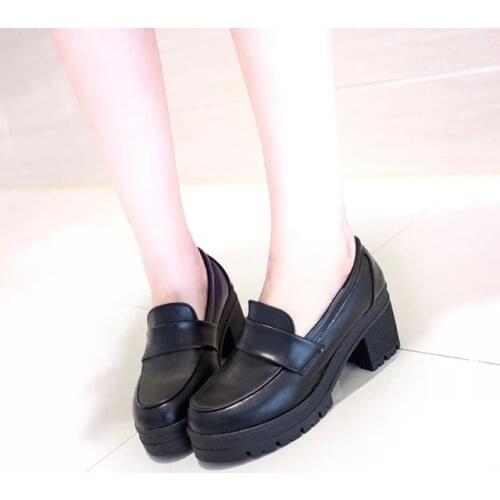 Womens Classic Thick with round head Students Shoes Japanese School Uniform Shoes Sweet Lolita Shoes JK Commuter Cosplay Shoes